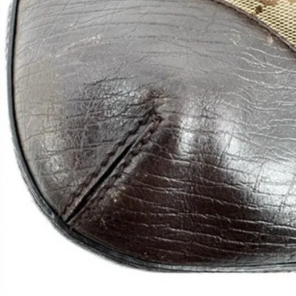 GUCCI Brown GG Sherri Horsebit Line Monogram Shoulder Tote Bag EUC - Picture 8 of 12